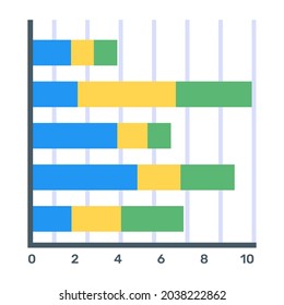 Horizontal bar graph flat icon design