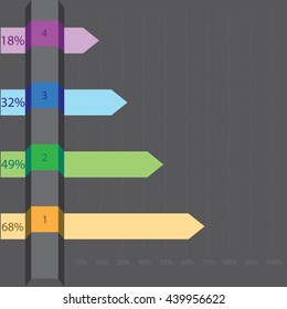 Horizontal bar graph with numbers and icons, business infographics template
