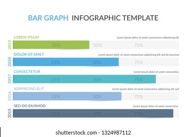 Horizontal Bar Graph Template With Five Rows, Vector Eps10 Illustration