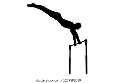 horizontal bar gymnast in artistic gymnastics black silhouette