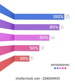 Horizontal Bar Infographics Showing Data As Percentages