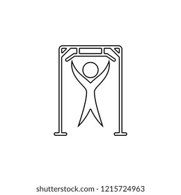 The Horizontal bar and man icon. Simple outline vector of gym set for UI and UX, website or mobile application