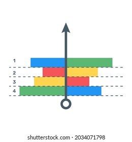 Horizontal bars depicting gantt chart 