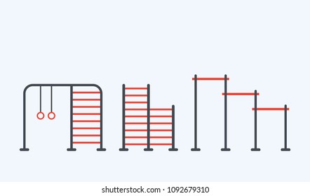Horizontal bars. Street workout place. Element and equipment for urban outdoor training. Sport background icon in flat style. EPS10 top view.