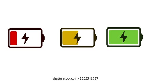 horizontal battery charge level indicator symbol isolated on white