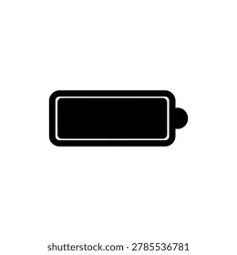 Horizontal Battery Power Level Indicator Glyph Icon. Black glyph icon silhouette of a horizontal cell battery indicating power charge level.