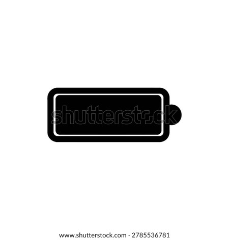 Horizontal Battery Power Level Indicator Glyph Icon. Black glyph icon silhouette of a horizontal cell battery indicating power charge level.