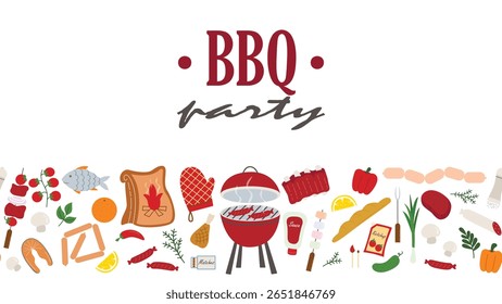 Gráfico vetorial de banner de festa horizontal do churrasco