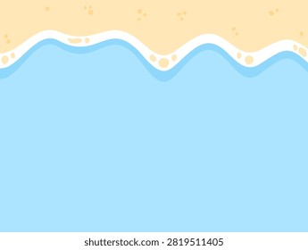 Horizontal Beach Shore and Ocean Waves Background Vector