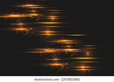 Horizontal beams of light. Beautiful light reflections.