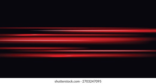 Horizontale Strahlen von rotem Licht auf transparentem Hintergrund. Laserstrahlen.