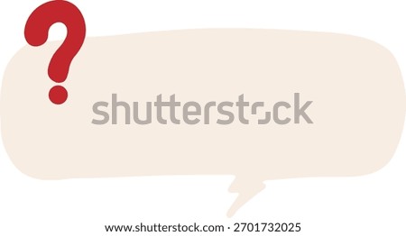 Horizontal beige speech bubble with small question mark, vector illustration element.