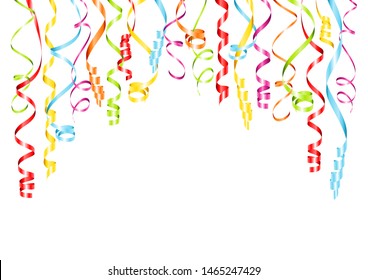 Horizontal Bended Hanging Streamers Background Six Different Colors