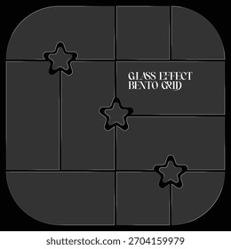 Diseño Horizontal de la rejilla de Bento con recortes de estrellas Morfismo de vidrio oscuro