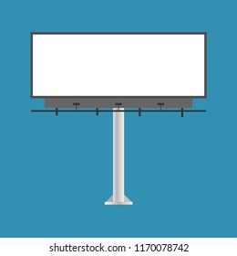 Horizontal billboard advertising construction for outdoor advertising. Big billboard on blue isolated vector Illustration