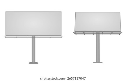 Vista frontal Horizontal de la maqueta de la cartelera, Ilustración vectorial aislada sobre fondo blanco.