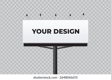 Horizontal billboard sign mockup with design placeholder. Great for advertising, urban branding, and signage previews.