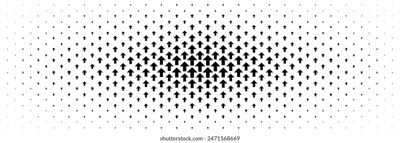 horizontal black arrow spreading from center for pattern and background.