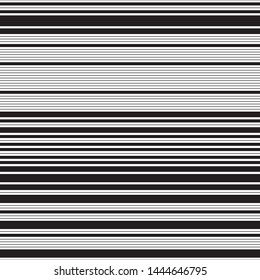 Horizontal black bands. Vector seamless texture. Modern stylish texture. Repeated geometric pattern with parallel bands.