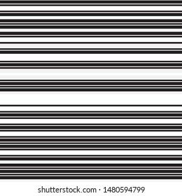 Horizontal black bands. Vector seamless texture. Modern stylish texture. Repeated geometric pattern with parallel bands.