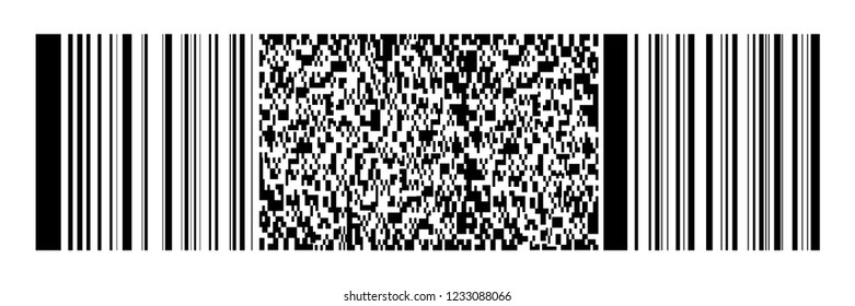 horizontal black bar code and qr code on white for pattern,background and design,vector illustration.