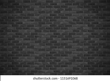 Horizontal black brick wall with shadow, vector eps10 illustration