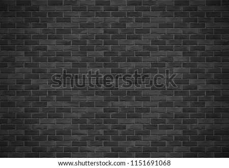 Horizontal black brick wall with shadow, vector eps10 illustration