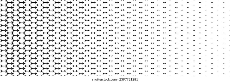 horizontal black halftone of arrow design for pattern and background.