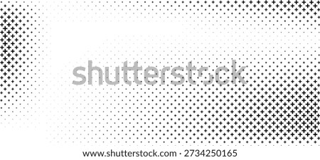 horizontal black halftone of cross or plus sign design for pattern and background.

