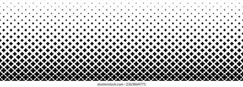 horizontal black halftone flowers design for pattern and background.