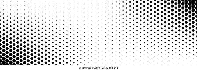 Semitono negro horizontal de diseño hexagonal para patrón y fondo.