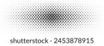horizontal black halftone of man icon spreading from center on white for pattern and background.