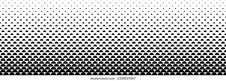 horizontal black halftone of semicircle design for pattern and background.