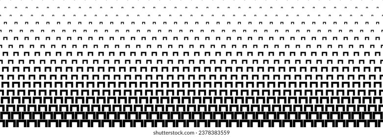 horizontal black halftone of  square block design for pattern and background.