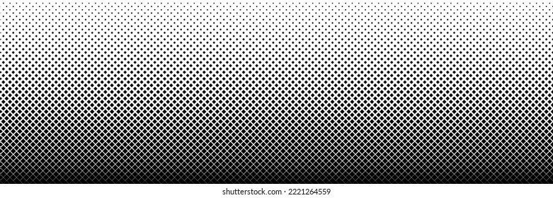 horizontal black halftone of square design for pattern and background.