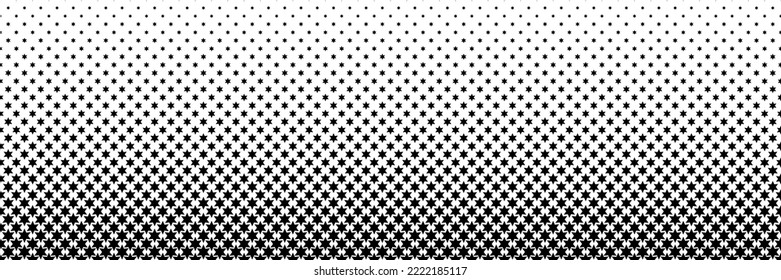horizontal black halftone of star design for pattern and background.