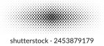 horizontal black halftone of woman icon spreading from center on white for pattern and background.