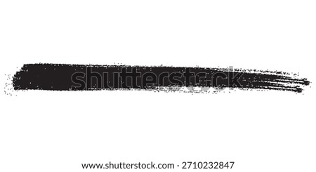 A horizontal black ink stroke featuring textured edges and an uneven distribution of pigment, creating a raw, handmade aesthetic.