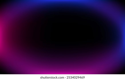 Horizontal black and purple blue abstract background in neon colors. Gradient vector dark background with neon gradient. Background for flyer, banner, cover, poster.