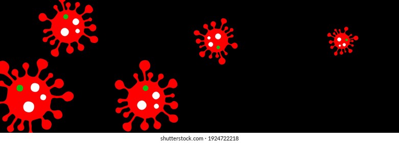 Horizontal Black Quarantine Bright Science Coronavirus Creepy Healthcare Vector. Sick Vibrant Virus White Covid-19 Red Pandemic Illustration. Danger Sign Test Green Epidemic Medicine Background.