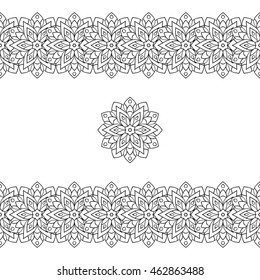 Horizontal black seamless ethnic pattern or tribal pattern. Vector illustration