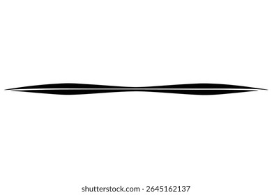 A horizontal black silhouette vector graphic with a grunge texture features two thin white lines. The shape is abstract and simple.