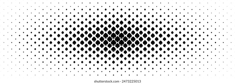 horizontal black spades spreading from center design for pattern and background.