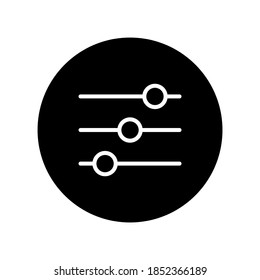 Horizontal black and white adjustment button icon vector illustration. Adjustment music line vector icon stylized for button.