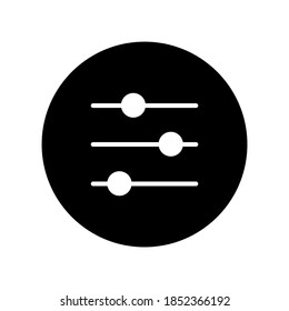 Ilustración vectorial de los botones de ajuste horizontal en blanco y negro. Icono vectorial de línea de música de ajuste estilizado para botón.