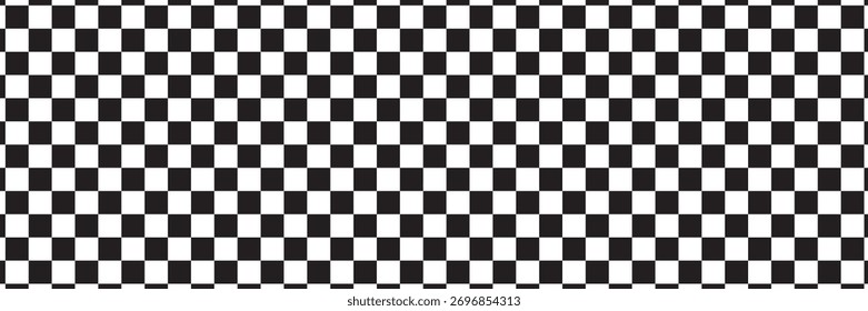 horizontal black and white checked sport or racing flag for background and design.