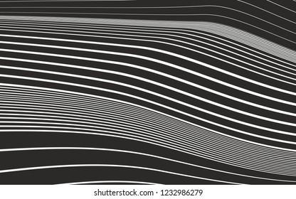 horizontal black and white lines stripes pattern wavy effect vector monochrome  background