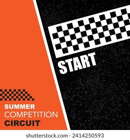 Horizontal black and white sport flags silhouettes for start and finish lines
