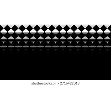 Horizontal transición de negro a blanco, patrón de píxeles de semitono. Elemento de diseño rayado con líneas finas. Fondo de Vector en estilo de bandera a cuadros para cubiertas, publicidad