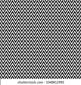 horizontal black and white zigzag stripes pattern. Geometric repeating pattern of zigzag. Vector background design